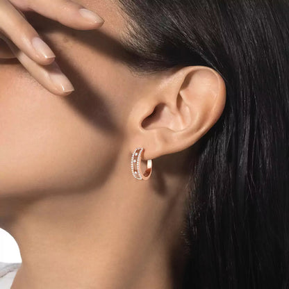 [ELAN LUXE]Diamond Pave_ Hoop Earrings Move
