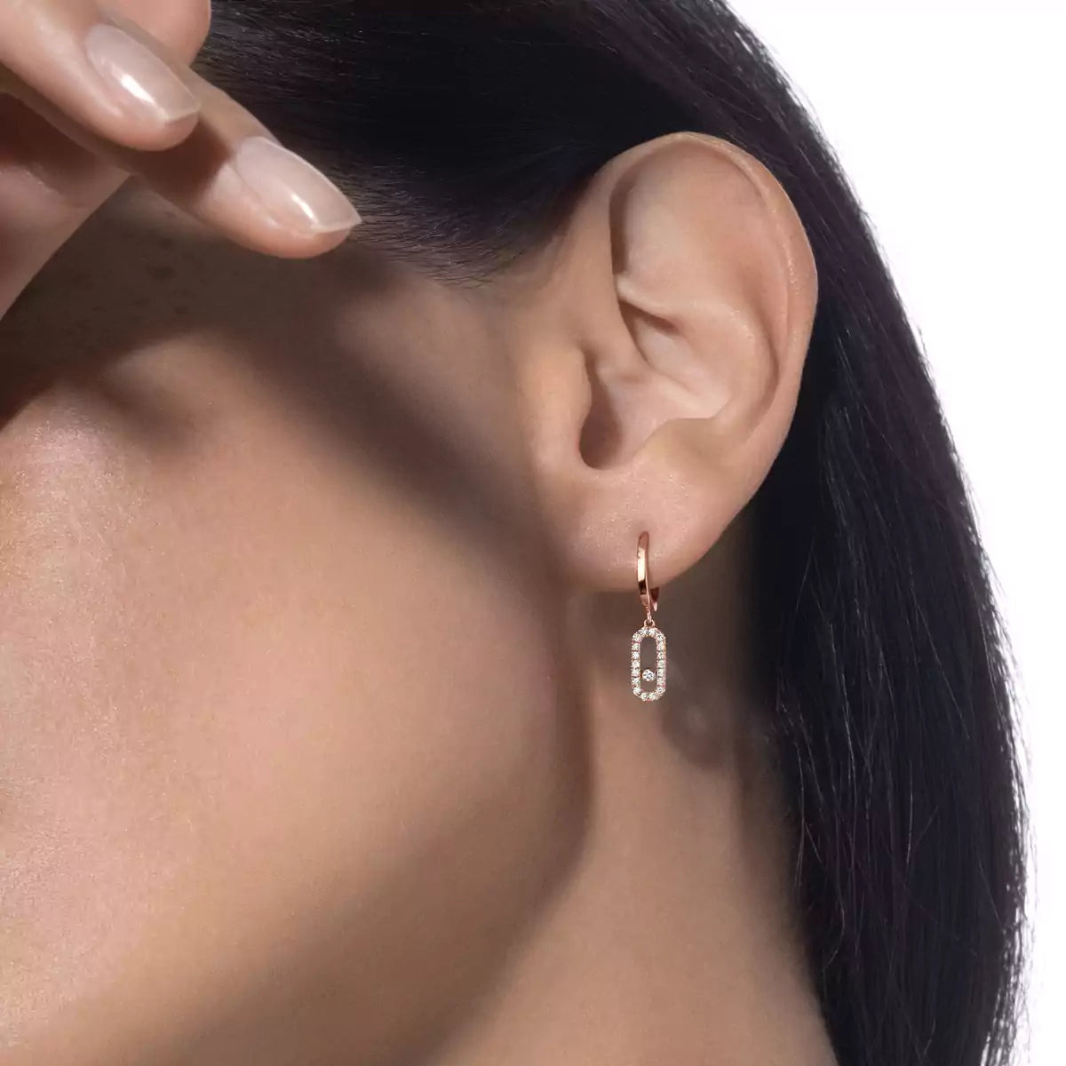 [ELAN LUXE]Move Uno Single Diamond Hoop Earring