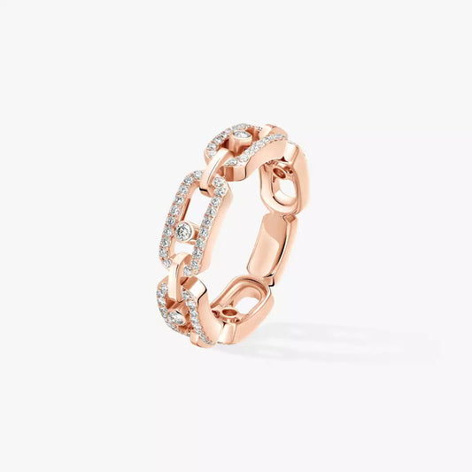 [ELAN LUXE]Move Link Pave_-Set Diamond Ring in Gold