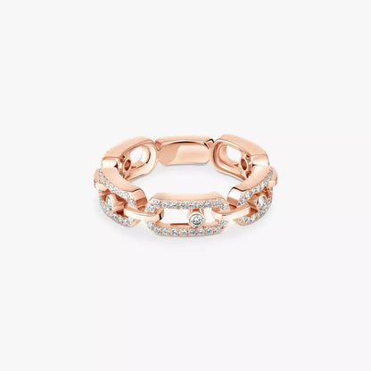 [ELAN LUXE]Move Link Pave_-Set Diamond Ring in Gold