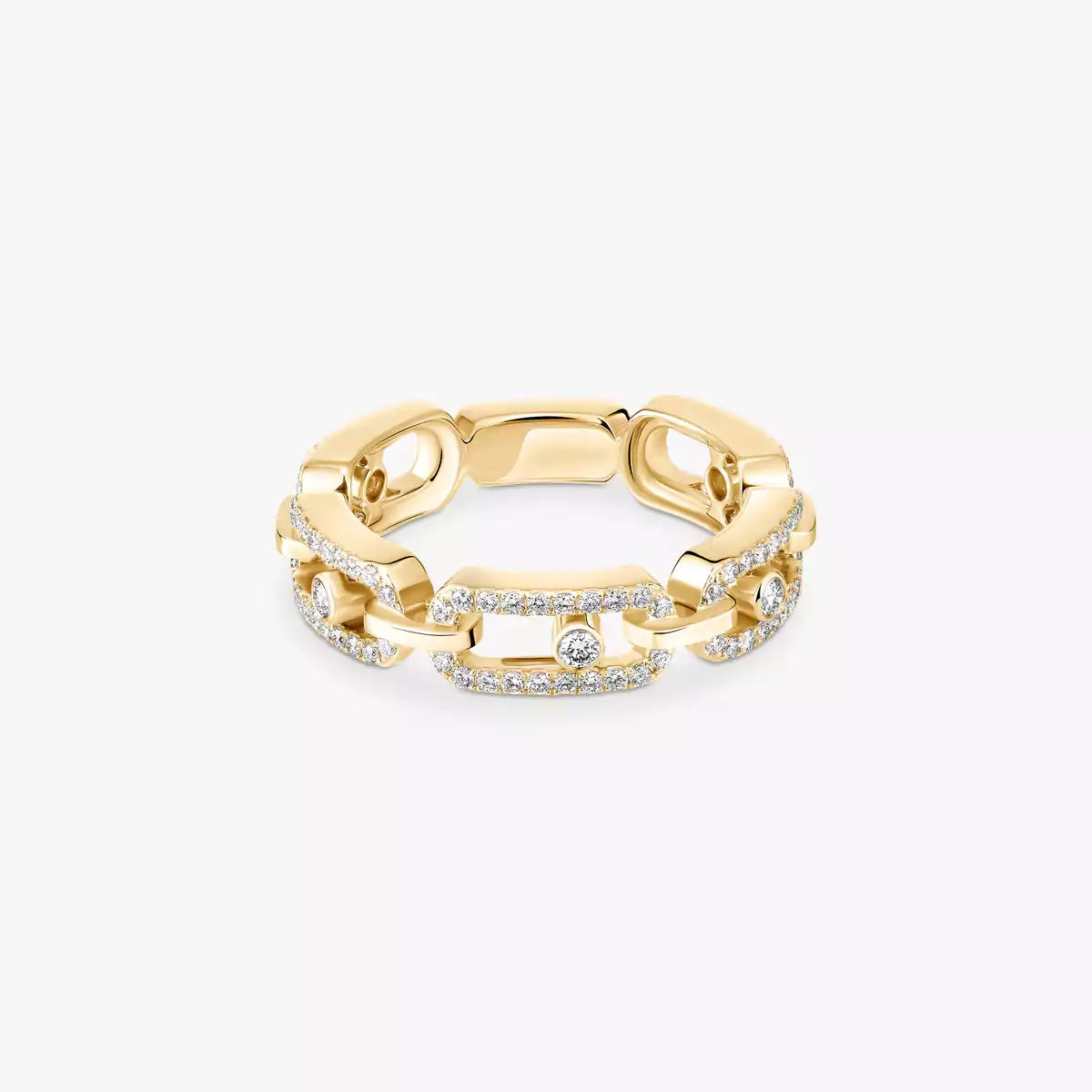 [ELAN LUXE]Move Link Pave_-Set Diamond Ring in Gold