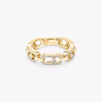 [ELAN LUXE]Move Link Pave_-Set Diamond Ring in Gold