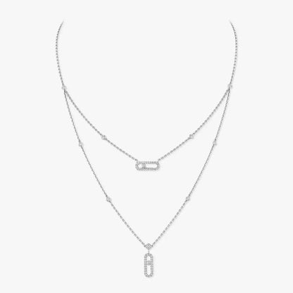 [ELAN LUXE]2 Rows Rose Gold Diamond Pave_ Necklace Move Uno