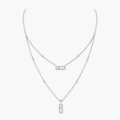 [ELAN LUXE]2 Rows Rose Gold Diamond Pave_ Necklace Move Uno