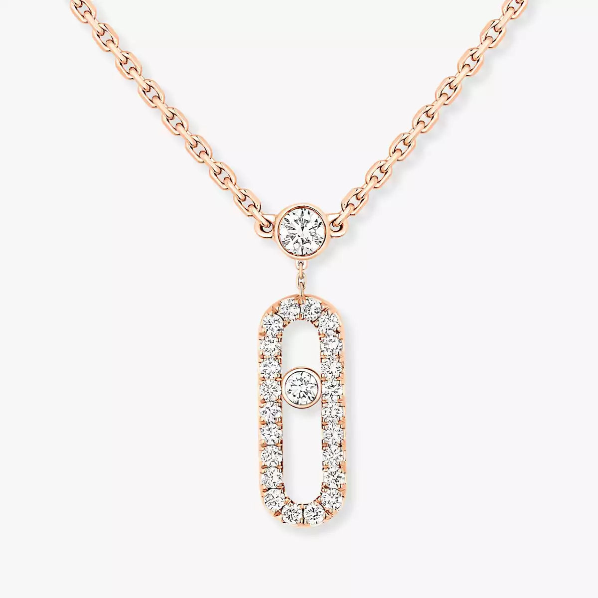 [ELAN LUXE]2 Rows Rose Gold Diamond Pave_ Necklace Move Uno