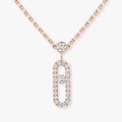 [ELAN LUXE]2 Rows Rose Gold Diamond Pave_ Necklace Move Uno