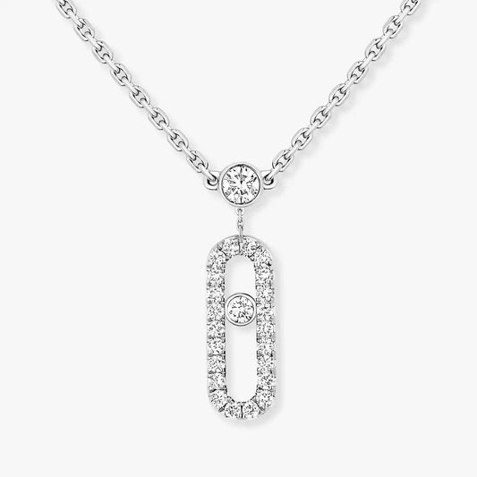 [ELAN LUXE]2 Rows Rose Gold Diamond Pave_ Necklace Move Uno