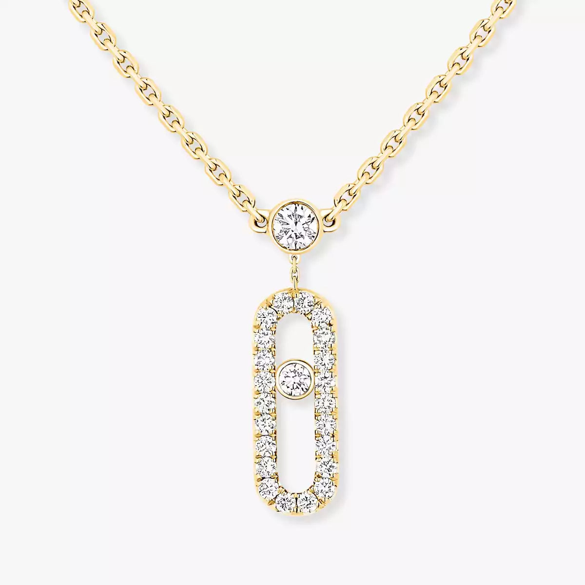 [ELAN LUXE]2 Rows Rose Gold Diamond Pave_ Necklace Move Uno