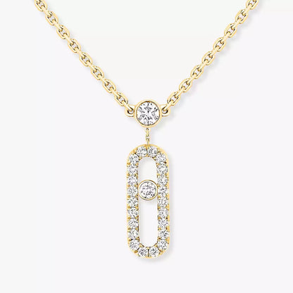 [ELAN LUXE]2 Rows Rose Gold Diamond Pave_ Necklace Move Uno