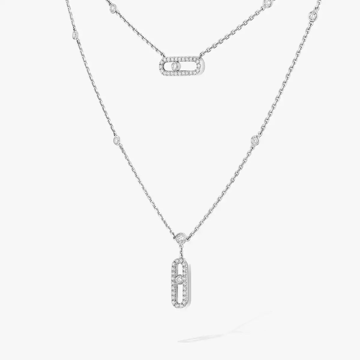 [ELAN LUXE]2 Rows Rose Gold Diamond Pave_ Necklace Move Uno