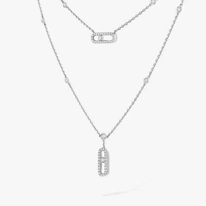 [ELAN LUXE]2 Rows Rose Gold Diamond Pave_ Necklace Move Uno