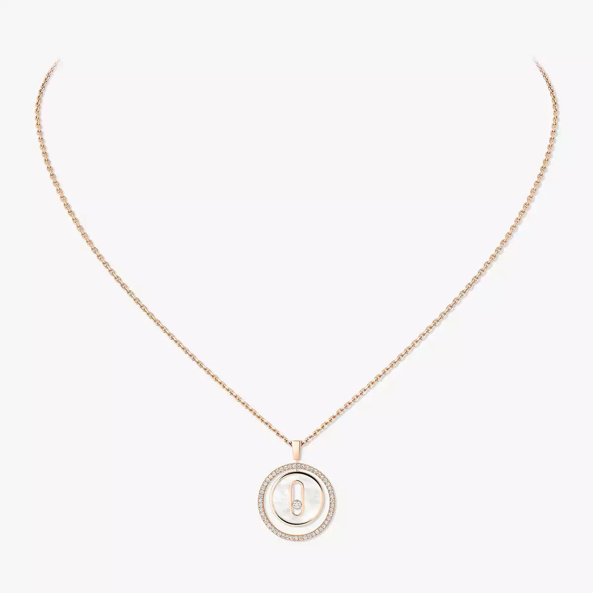 [ELAN LUXE]Lucky Move Diamond Necklace in Rose Gold and White Mother-of-Pearl