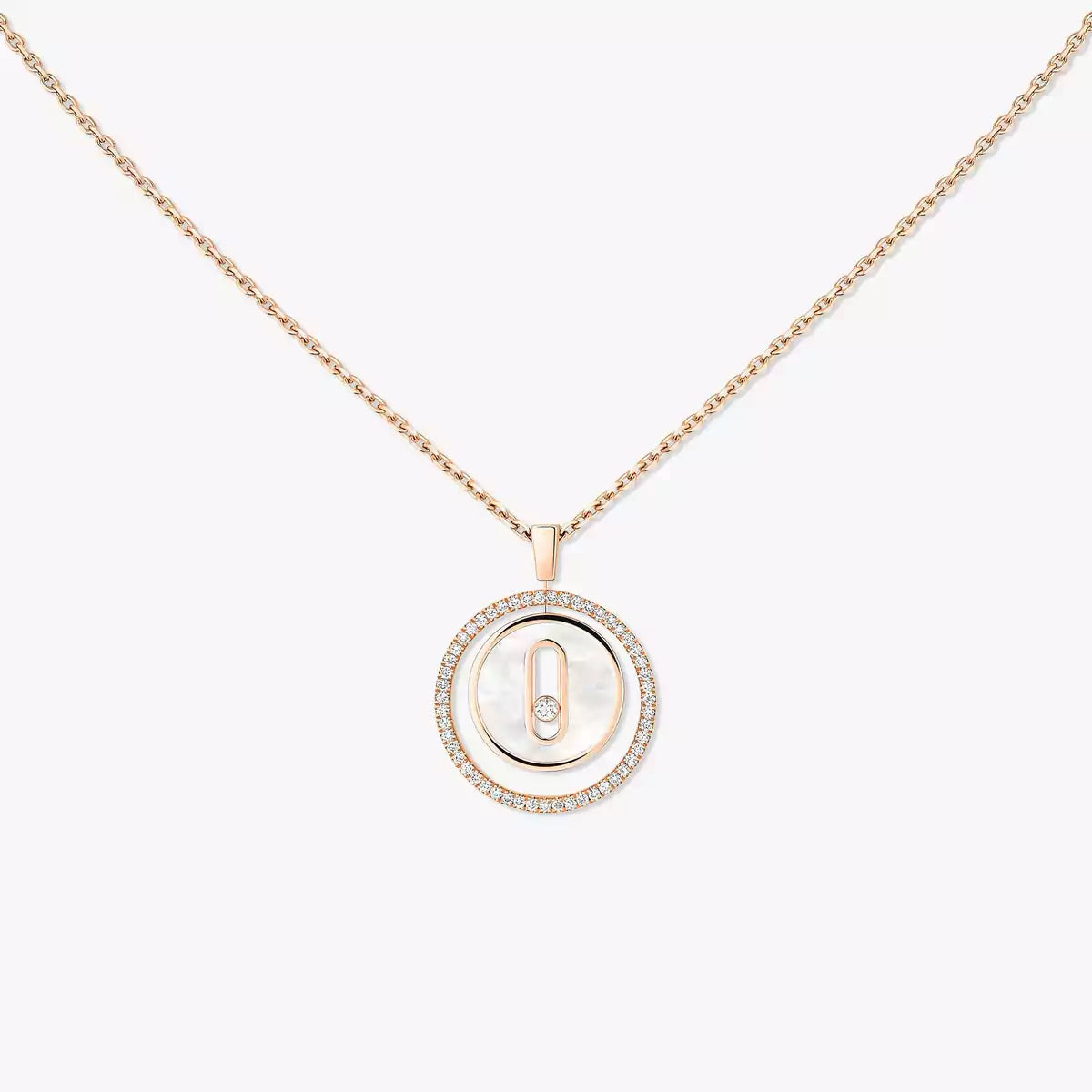 [ELAN LUXE]Lucky Move Diamond Necklace in Rose Gold and White Mother-of-Pearl