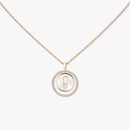 [ELAN LUXE]Lucky Move Diamond Necklace in Rose Gold and White Mother-of-Pearl