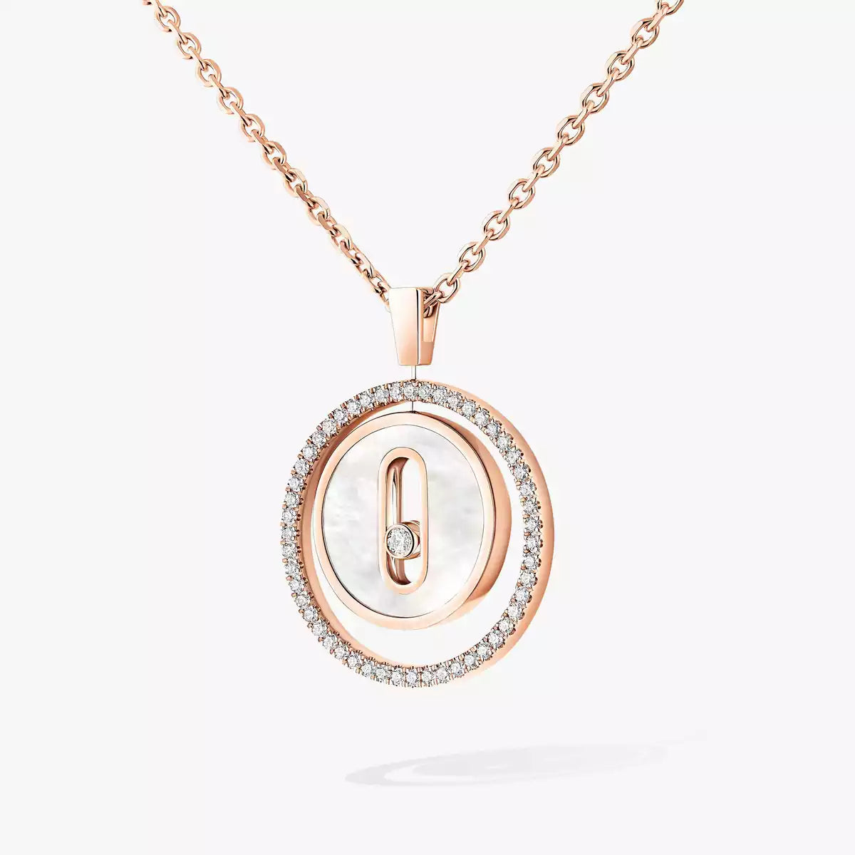 [ELAN LUXE]Lucky Move Diamond Necklace in Rose Gold and White Mother-of-Pearl
