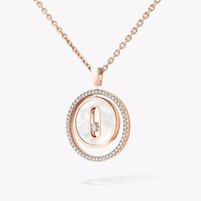 [ELAN LUXE]Lucky Move Diamond Necklace in Rose Gold and White Mother-of-Pearl