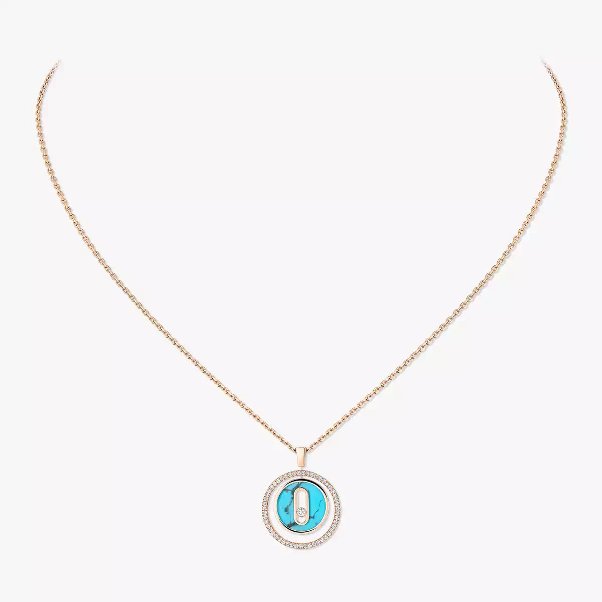 [ELAN LUXE]Lucky Move Diamond Necklace in Rose Gold and White Mother-of-Pearl