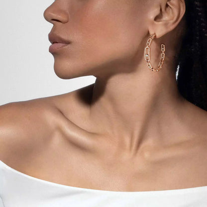 [[ELAN LUXE]Move Link Diamond Hoop Earrings