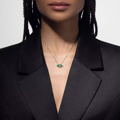 [ELAN LUXE]Lucky Eye Diamond Necklace in Rose Gold and Turquoise