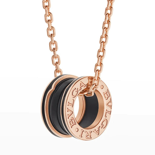 [ELAN LUXE]ZERO 1 BLACK CERAMIC PINK GOLD NECKLACE
