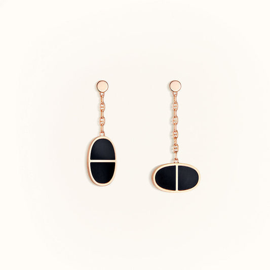 [ELAN LUXE]CHAINE VERSO BLACK CERAMIC EARRINGS