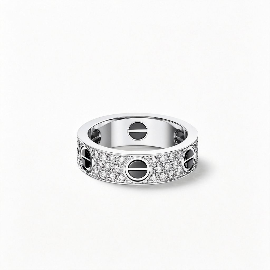 [ELAN LUXE]LOVE RING 5.5MM DIAMONDS PAVED CERAMIC