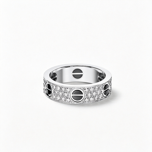 [ELAN LUXE]LOVE RING 5.5MM DIAMONDS PAVED CERAMIC