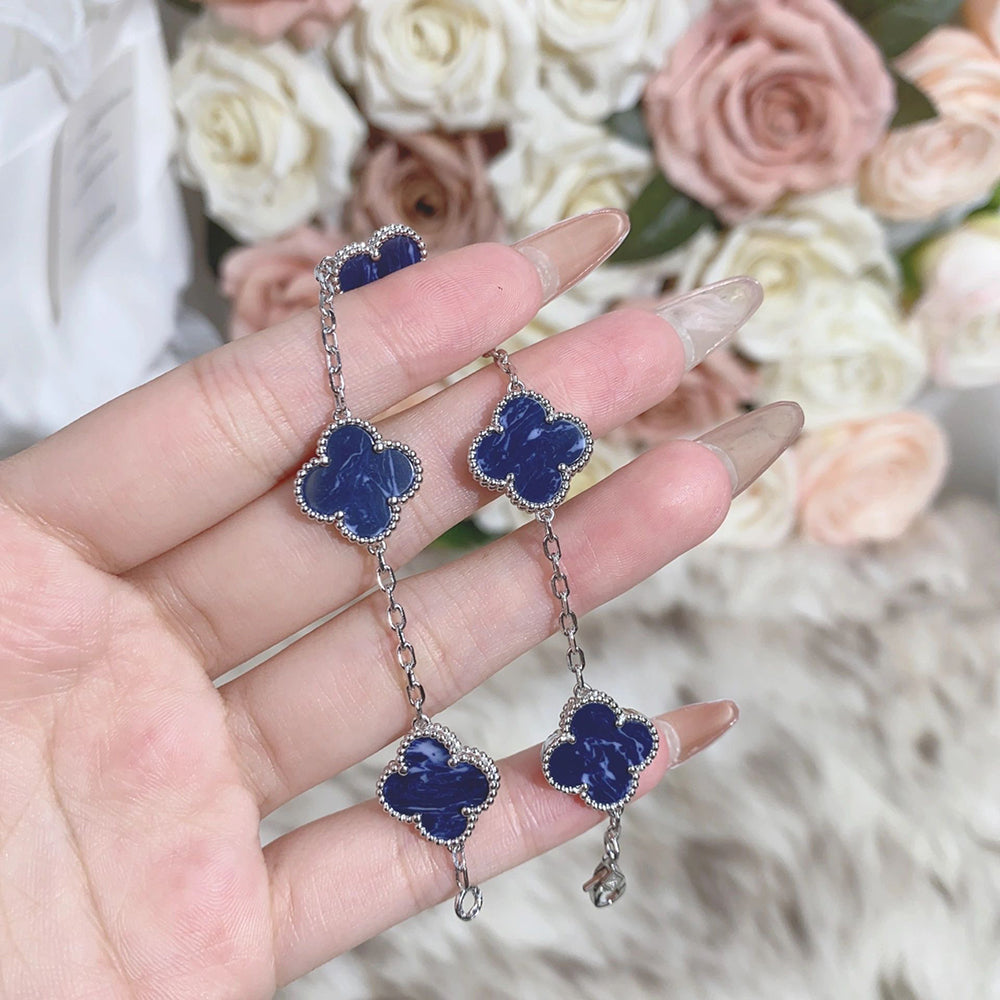[ELAN LUXE]CLOVER 5 MOTIF PIETERSITE SILVER BRACELET