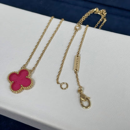 [ELAN LUXE] CLOVER 1 MOTIFS PINK ENAMEL NECKLACE