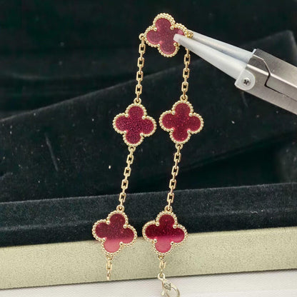 [ELAN LUXE]CLOVER 5 MOTIFS PINK ENAMEL BRACELET