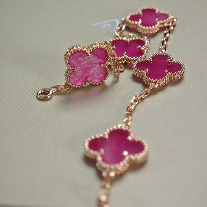 [ELAN LUXE]CLOVER 5 MOTIFS PINK ENAMEL BRACELET