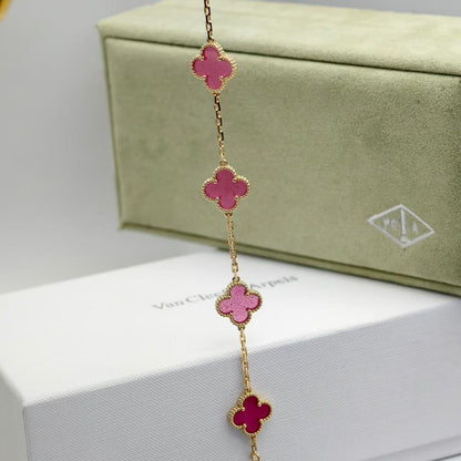 [ELAN LUXE]CLOVER 5 MOTIFS PINK ENAMEL BRACELET