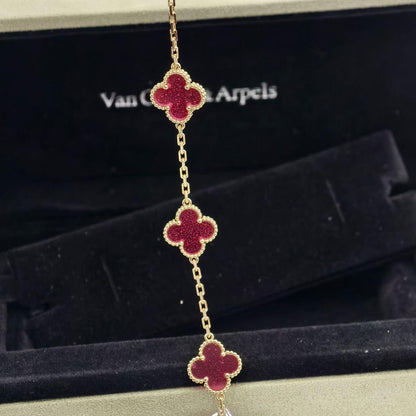 [ELAN LUXE]CLOVER 5 MOTIFS PINK ENAMEL BRACELET