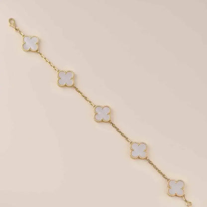 [ELAN LUXE]CLOVER WHITE PEARL MOP 5 MOTIF BRACELET COLLECTION