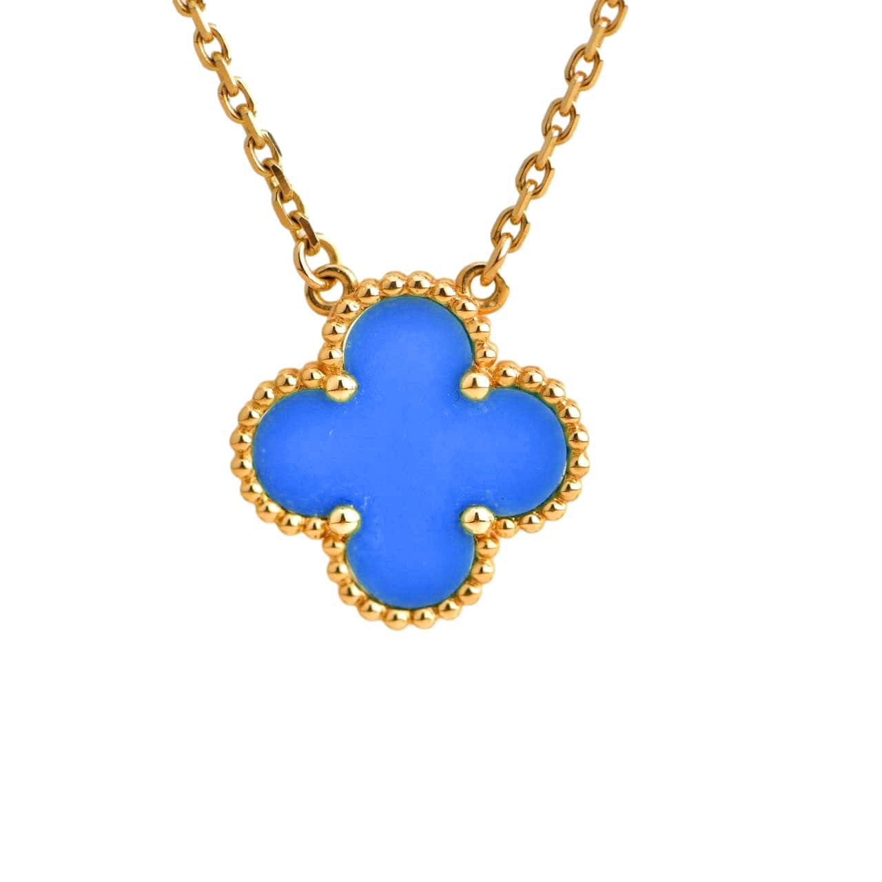 [ELAN LUXE]CLOVER 15MM BLUE AGATE NECKLACE