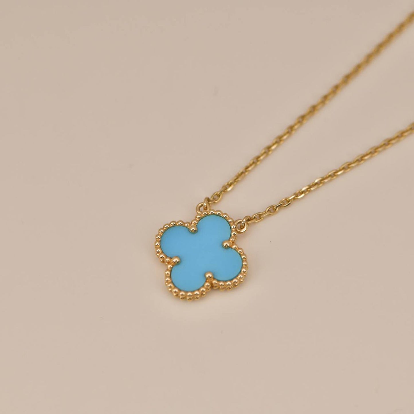 [ELAN LUXE]CLOVER 15MM VINTAGE TURQUOISE NECKLACE