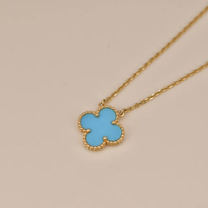 [ELAN LUXE]CLOVER 15MM VINTAGE TURQUOISE NECKLACE