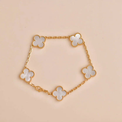 [ELAN LUXE]CLOVER WHITE PEARL MOP 5 MOTIF BRACELET COLLECTION