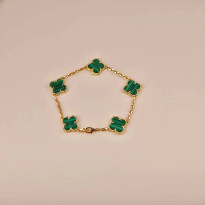 [ELAN LUXE]CLOVER 5 MOTIFS MALACHITE BRACELET