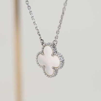 [ELAN LUXE]CLOVER  15MM WHITE MOTHER-OF-PEARL SILVER