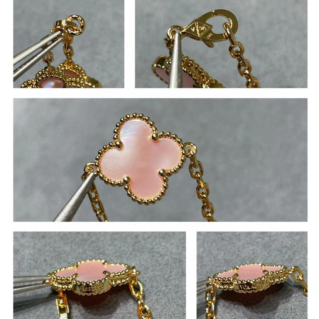 [ELAN LUXE]CLOVER 10 MOTIFS PINK MOP NECKLACE