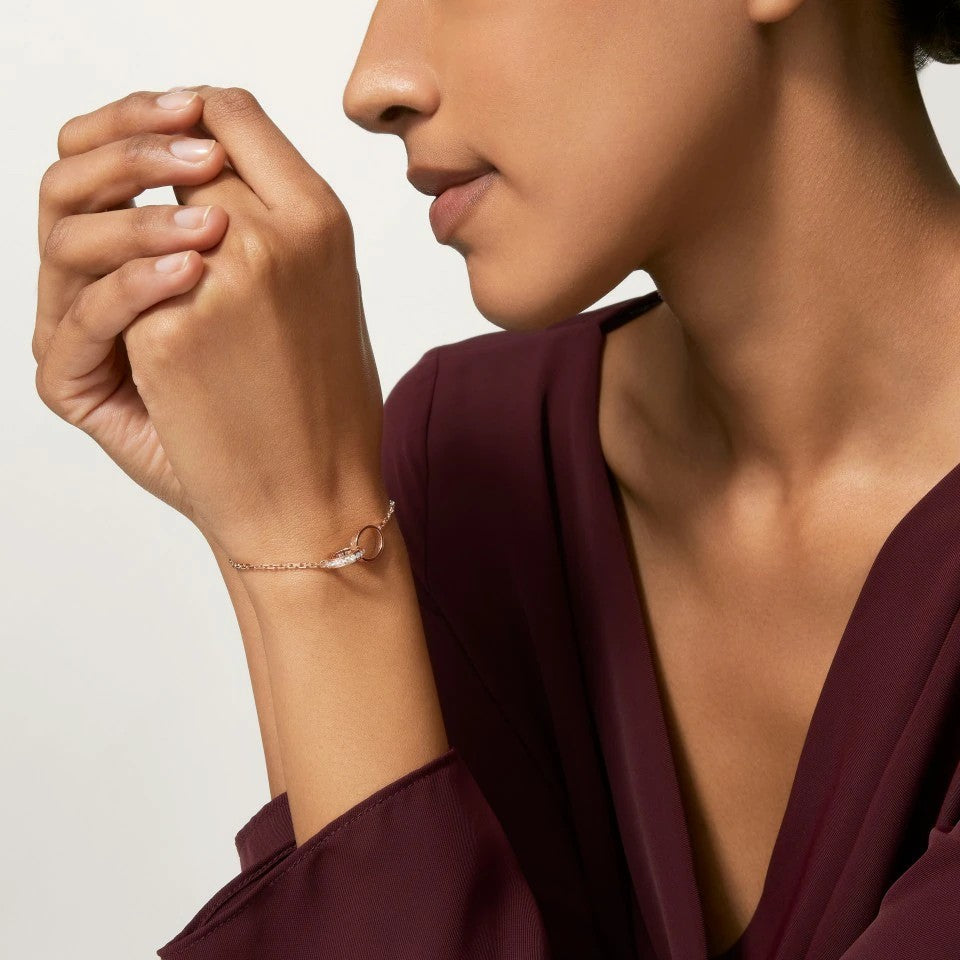 [ELAN LUXE]LOVE DOUBLE RING HALF DIAMOND BRACELET