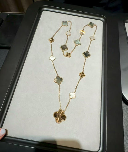 [ELAN LUXE]DETACHABLE CLOVER 15(11+4) FLOWER ROSE GOLD NECKLACE SET