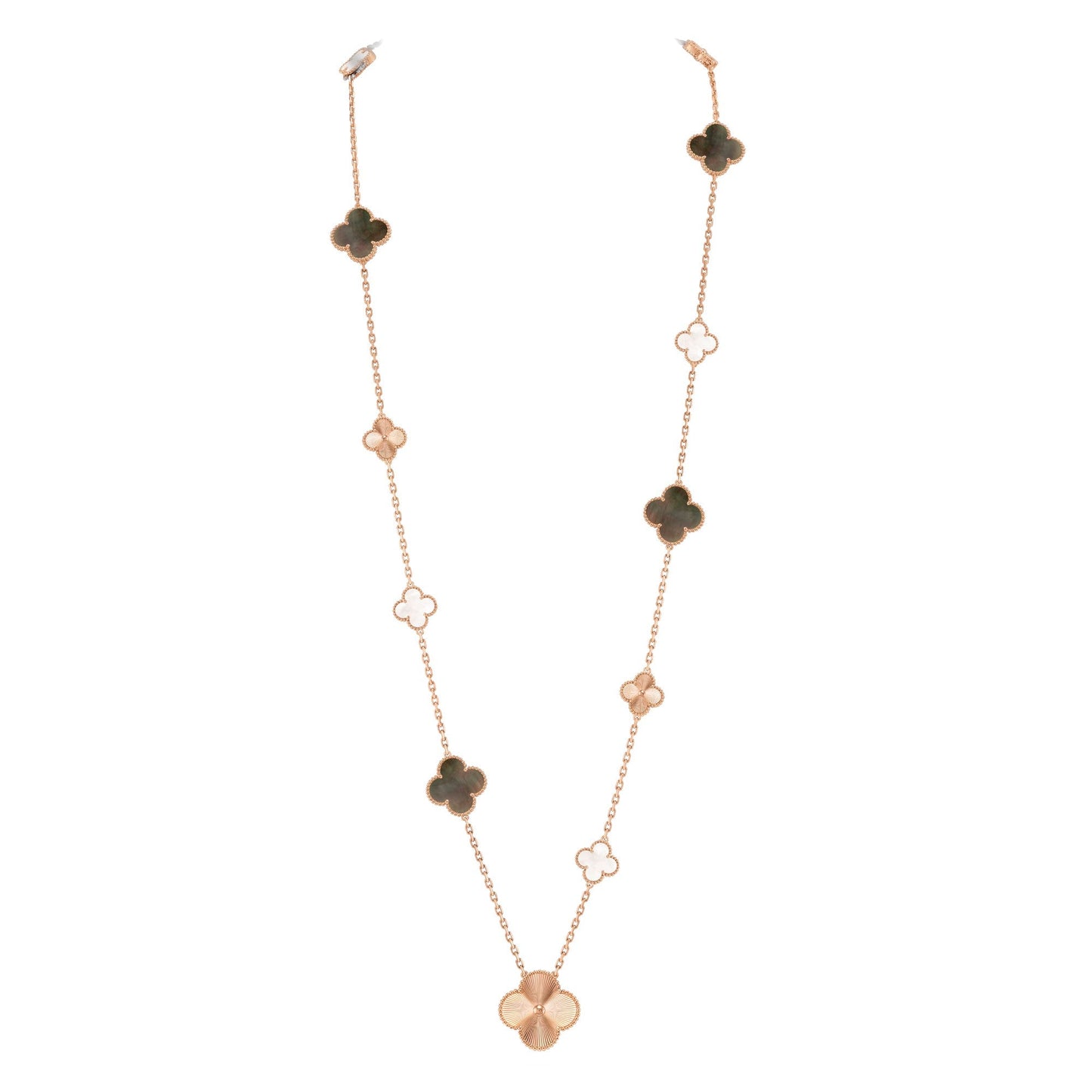 [ELAN LUXE]DETACHABLE CLOVER 15(11+4) FLOWER ROSE GOLD NECKLACE SET