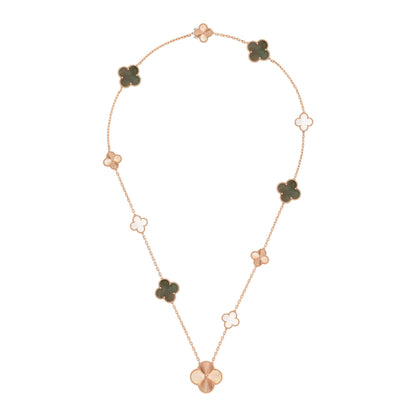 [ELAN LUXE]DETACHABLE CLOVER 15(11+4) FLOWER ROSE GOLD NECKLACE SET
