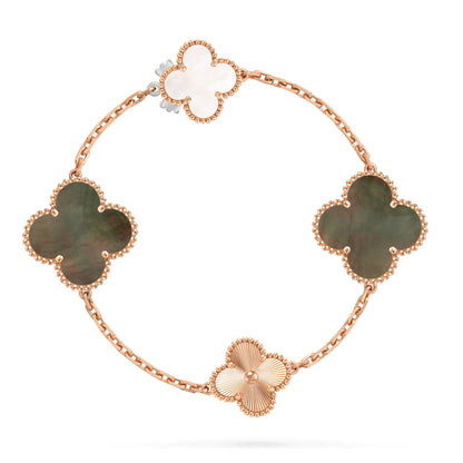 [ELAN LUXE]DETACHABLE CLOVER 15(11+4) FLOWER ROSE GOLD NECKLACE SET