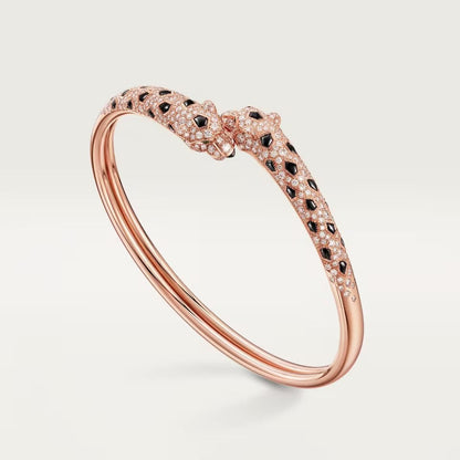[ELAN LUXE]PANTHERE DOUBLE HEADED HALF DIAMOND OPEN BRACELET