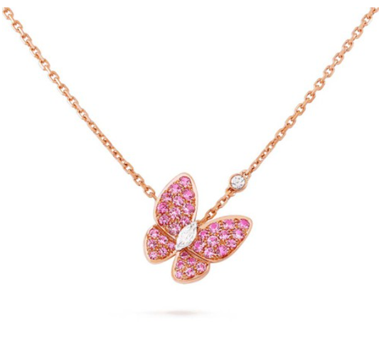 [ELAN LUXE]BUTTERFLY RED DIAMOND ROSE GOLD NECKLACE