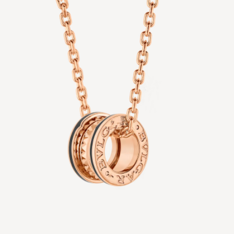 [ELAN LUXE]ZERO 1 ROCK PEDANT PINK GOLD BLACK NECKLACE