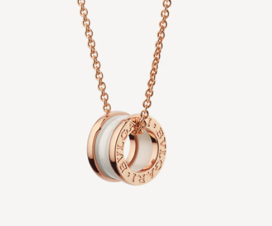 [ELAN LUXE]ZERO 1 WHITE CERAMIC PINK GOLD NECKLACE
